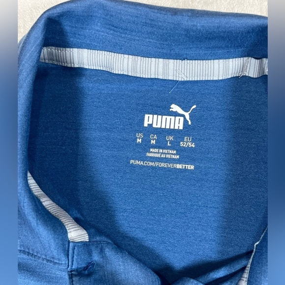 Puma Men's TPC Sawgrass Size Medium Blue Polo Golf Shirt - Picture 4 of 9